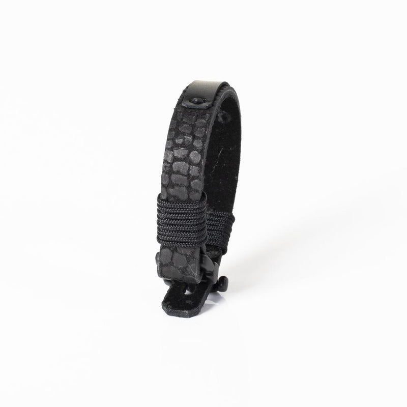 The Embossed Black Leather Bracelet