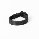The Embossed Black Leather Bracelet