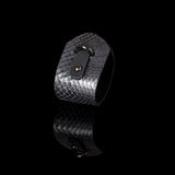 The Navy Blue Wide Leather Wristband
