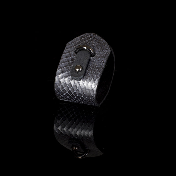 The Navy Blue Wide Leather Wristband