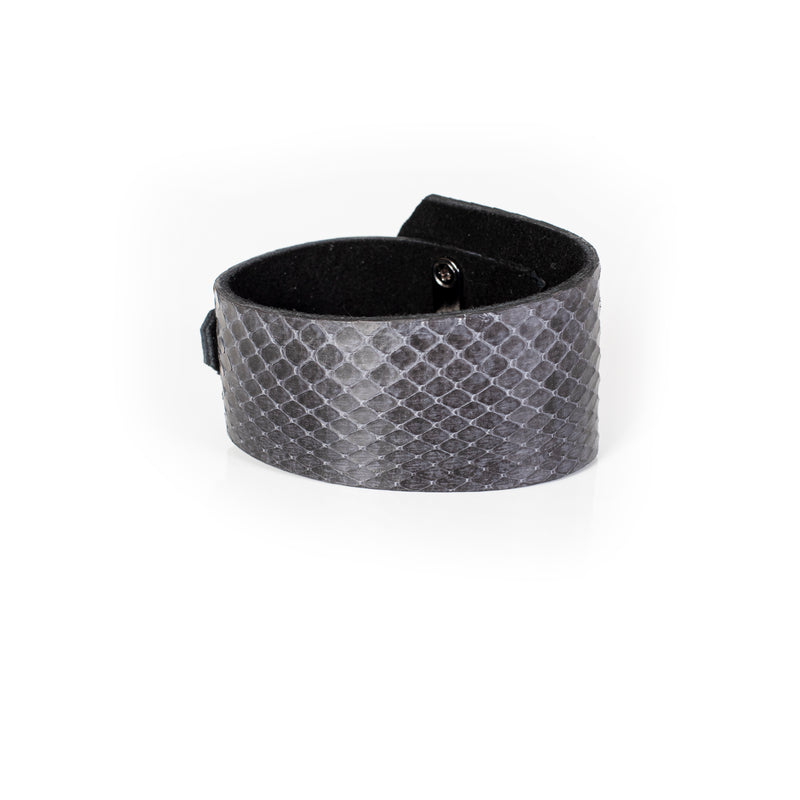 The Navy Blue Wide Leather Wristband