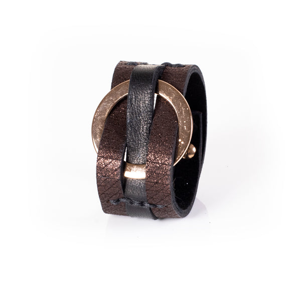 The Circular Brown Leather Cuff