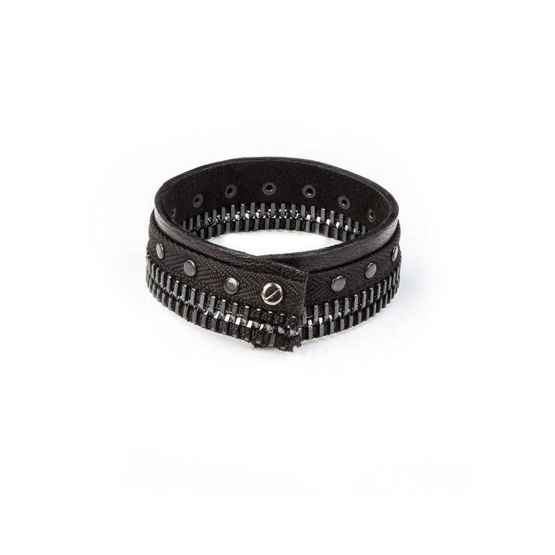 The Black Zipper Leather Cuff