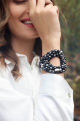 The Vibrant Leather Cuff with Silver Beads