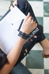 The Black and Silver Trio Bracelet with Beads