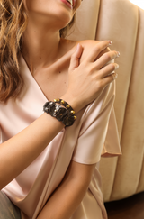 The Gold & Black Flower Double Wrap