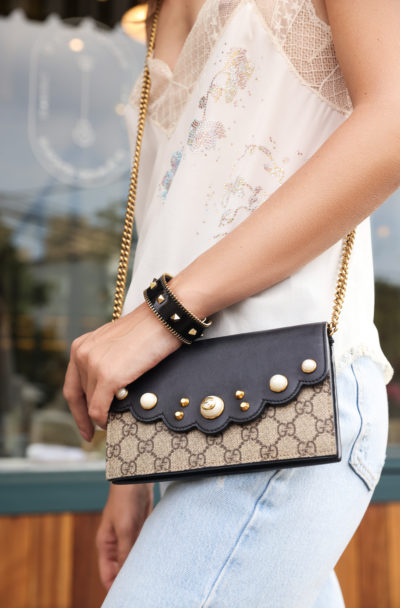 The Gold Zipper Leather Cuff with Studs