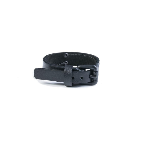 The Slim Stitched Black Leather Bracelet