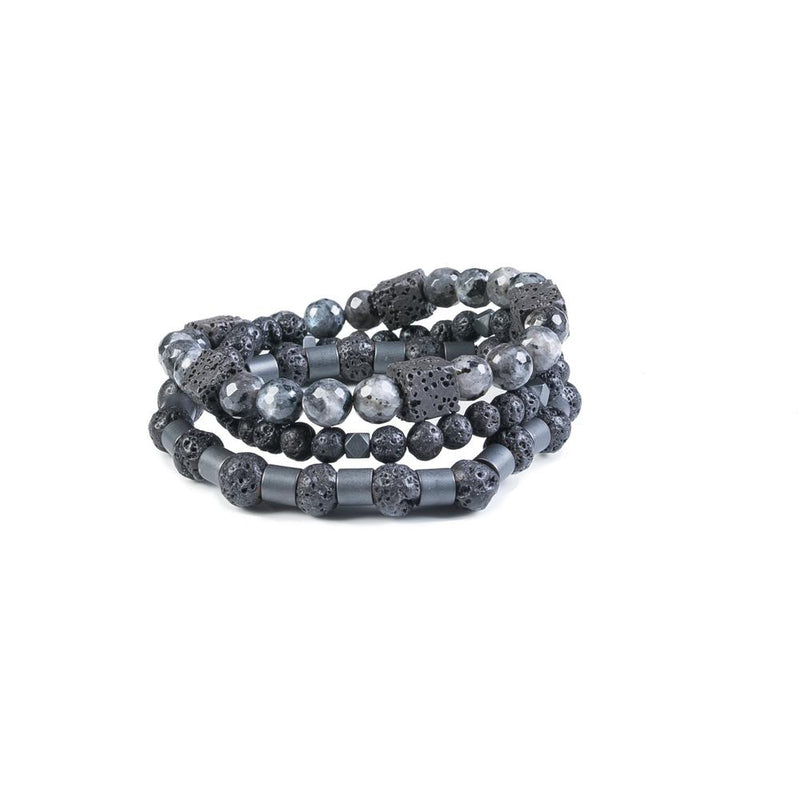 The Hot Lava Beaded Gray Bracelet Set