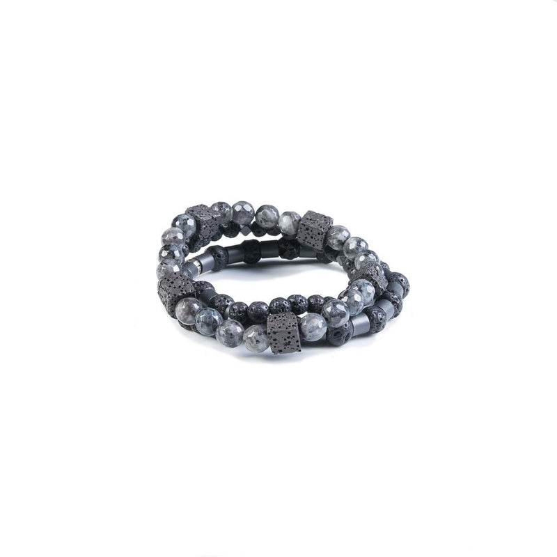 The Hot Lava Beaded Gray Bracelet Set