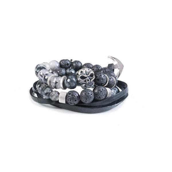 The Anchor Beaded Gray Bracelet Set